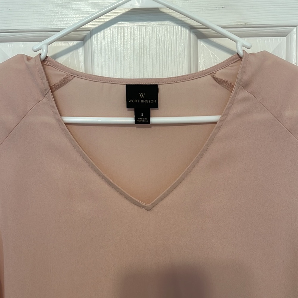 Light Pink Ruffle Sleeve Chiffon Top - Picture 4 of 5